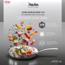 Thumbnail Chảo Inox 316 Vân Lục Giác_Karlin G20-24-26 PRO_Đáy 4 Lớp_Chống Dính Tự Thân_Thương Hiệu Đức 2