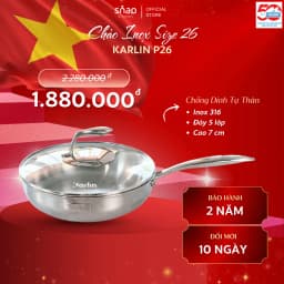 Thumbnail Chảo Inox KARLIN P26 Đáy 5 Lớp Inox 316_Chống Dính Tự Thân_hương Hiệu Đức Snapbee [Snap Kitchen] 1