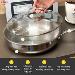 Thumbnail Chảo Inox KARLIN P26 Đáy 5 Lớp Inox 316_Chống Dính Tự Thân_hương Hiệu Đức Snapbee [Snap Kitchen] 3