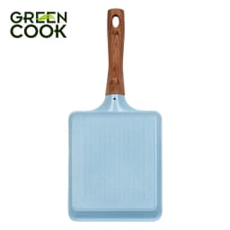 Thumbnail Chảo đúc đáy từ chữ nhật men đá xanh sapphire Green Cook với 10 lớp chống dính PFOA free an toàn cho sức khoẻ GCP09-1518 1