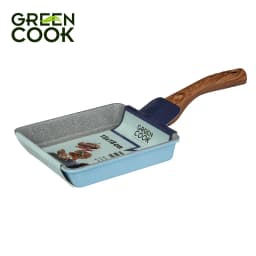 Thumbnail Chảo đúc đáy từ chữ nhật men đá xanh sapphire Green Cook với 10 lớp chống dính PFOA free an toàn cho sức khoẻ GCP09-1518 3