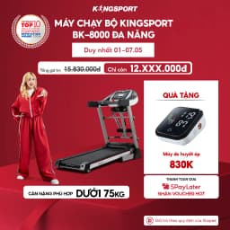 Thumbnail CHỈ GIAO MIỀN BẮC I Máy chạy bộ KINGSPORT BK-8000 đa năng, thảm chạy rộng chống trơn, kèm đai massage và thanh gập bụng 1