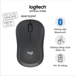 Thumbnail Chuột Bluetooth Logitech M241 Silent - Không dây, Nhỏ gọn, Tương thích Windows, macOS 1