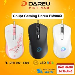 Thumbnail Chuột Gaming DAREU EM908 Pink / Black / White (LED RGB, BRAVO sensor) 1