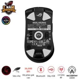 Thumbnail Chuột gaming FPS không dây ROG KERIS Wireless AIMPOINT màu đen, cảm biến ROG Aimpoint độc quyền 36000 DPI 2