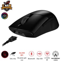 Thumbnail Chuột gaming FPS không dây ROG KERIS Wireless AIMPOINT màu đen, cảm biến ROG Aimpoint độc quyền 36000 DPI 4
