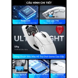 Thumbnail Chuột Gaming Không Dây Ziyou Attack Shark R1 Siêu Nhẹ Chip Paw3311 Cực Mạnh 3 Chế Độ Kết Nối Bluetooth / 2.4G / Type-C 2