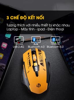 Thumbnail Chuột không dây bluetooth SIDOTECH A9 gaming máy tính 6 nút silent tắt âm led hiển thị pin gundam game công thái học rob 2