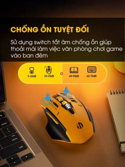 Thumbnail Chuột không dây bluetooth SIDOTECH A9 gaming máy tính 6 nút silent tắt âm led hiển thị pin gundam game công thái học rob 3