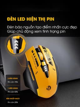 Thumbnail Chuột không dây bluetooth SIDOTECH A9 gaming máy tính 6 nút silent tắt âm led hiển thị pin gundam game công thái học rob 4