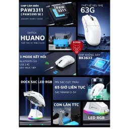 Thumbnail Chuột Không Dây Bluetooth Chuyên Gaming Ziyou Attack Shark X11 Chip Khủng PAW3311 Pollingrate 1Khz 3