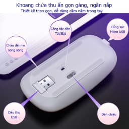 Thumbnail Chuột không dây Bluetooth + wireless USB tự sạc pin ZTU SMART BT01 kiểu dáng thon gọn tiện dụng 4
