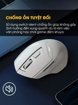 Thumbnail Chuột không dây bluetooth sạc pin SIDOTECH DR6 tắt âm silent 6 nút bấm đèn led báo pin công thái học cho laptop máy tính 4