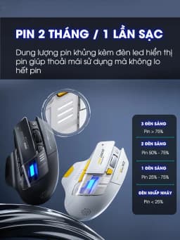 Thumbnail Chuột không dây gaming SIDOTECH A9PRO bluetooth silent chống ồn pin sạc 6 nút bấm led RGB 5 mức DPI 3