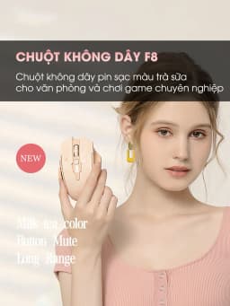 Thumbnail Chuột không dây pin sạc SIDOTECH F8 trà sữa cute gaming silent chống ồn ko dây bluetooth  wireless 2.4G laptop máy tính 1