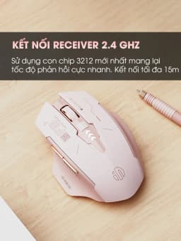 Thumbnail Chuột không dây pin sạc SIDOTECH F8 trà sữa cute gaming silent chống ồn ko dây bluetooth  wireless 2.4G laptop máy tính 2