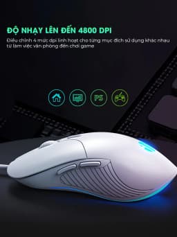 Thumbnail Chuột máy tính chơi game Sidotech Inphic PB1 bản có dây DPI 3600 thiết kế công thái học phù hợp cả gaming và làm việc 2