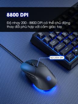 Thumbnail Chuột máy tính có dây SIDOTECH B2 gaming silent tắt âm 6 nút bấm 8800 DPI có app laptop pc chơi game làm việc 4
