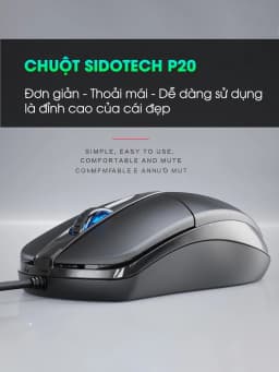 Thumbnail Chuột máy tính có dây văn phòng gaming SIDOTECH P20 giá rẻ Silent tắt âm chống ồn DPI 1200 chơi game cho laptop 1