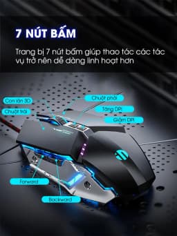 Thumbnail Chuột máy tính gaming SIDOTECH W2PRO có dây silent chống ồn 7 nút bấm 8800 DPI có app laptop pc 2