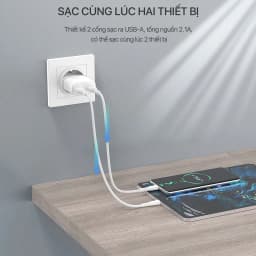 Thumbnail Cốc Sạc 2 Cổng USB Wook RT-K9 2.1A Kèm Cáp 1m Hàng Chính Hãng 3