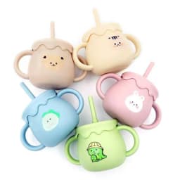 Thumbnail Cốc tập uống nước silicon KidAndMom có chức năng đẩy nắp đậy tiện lợi,Cốc tập hút cho bé 1