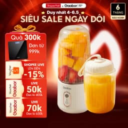 Thumbnail Cốc xay sinh tố cầm tay kèm ly đôi 350ml + 280ml pin sạc cổng USB nhỏ gọn Gaabor FP03T-WH01A 1