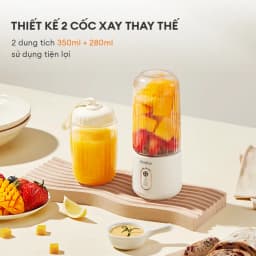 Thumbnail Cốc xay sinh tố cầm tay kèm ly đôi 350ml + 280ml pin sạc cổng USB nhỏ gọn Gaabor FP03T-WH01A 4
