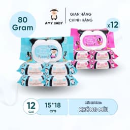 Thumbnail Combo 12 Gói Khăn Ướt 80gr Amy Baby Dùng Cho Da Nhạy Cảm 1