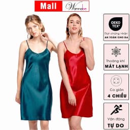 Thumbnail Combo 2 đầm ngủ lụa WANNABE váy ngủ tối giản 2 dây êm dịu trẻ trung chăm sóc làn da giấc ngủ DN612 3