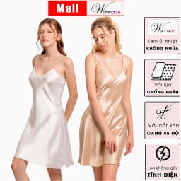 Thumbnail Combo 2 đầm ngủ lụa WANNABE váy ngủ tối giản 2 dây êm dịu trẻ trung chăm sóc làn da giấc ngủ DN612 4