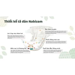 Thumbnail Combo 2 Bịch Bỉm Dán NABIZAM UltraThin Nội Địa Hàn 3 Lớp Siêu Mỏng Size S Cho Bé Từ 4-7kg, 44 Miếng/Bịch 3
