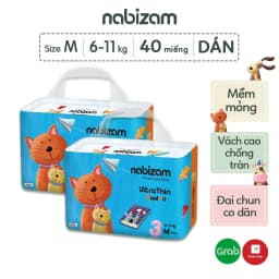 Thumbnail Combo 2 Bịch Tã Dán NABIZAM Ultra Thin Size M Cho Bé 6-11kg, 40 Miếng/Bịch 2