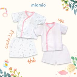 Thumbnail Combo 2 Bộ Quần Áo Cộc Cài Lệch Sơ Sinh MIOMIO Cho Bé Trai, Bé Gái (Từ 0 - 24 Tháng), Vải Cotton 2