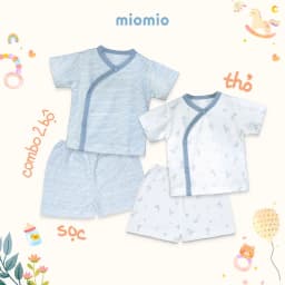 Thumbnail Combo 2 Bộ Quần Áo Cộc Cài Lệch Sơ Sinh MIOMIO Cho Bé Trai, Bé Gái (Từ 0 - 24 Tháng), Vải Cotton 3
