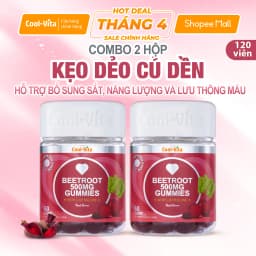 Thumbnail Combo 2 Kẹo Dẻo Củ Dền Thuần Chay Hỗ Trợ Bổ Sung Sắt, Lưu Thông Máu & Bổ Sung Năng Lượng LCitrulline Vị Đào CoolVita 1
