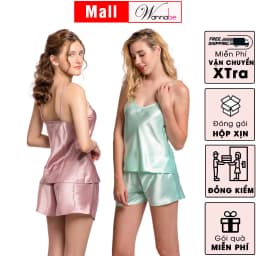 Thumbnail COMBO 2 đồ bộ mặc nhà WANNABE đồ ngủ nữ quần sọt áo 2 dây lụa mịn mát kiểu đơn giản thoải mái BS612 3