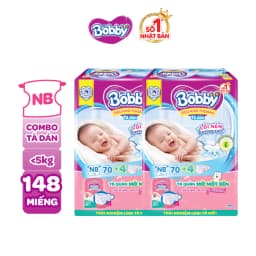 Thumbnail Combo 2 tã dán sơ sinh Bobby NB70/S54/M46 mới- Lõi nén cotton-soft 3mm 3