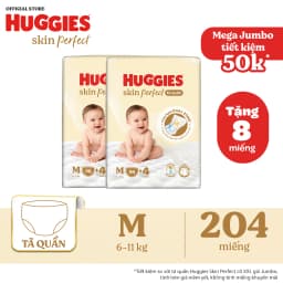 Thumbnail Combo 2 Tã quần Huggies Skin Perfect Mega Jumbo M98+4/ L88+4/XL72+4/XXL64+4 với 2 vùng thấm giảm kích ứng da 1