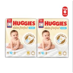 Thumbnail Combo 2 Tã/bỉm dán sơ sinh Huggies Skin Perfect M 76+3 miếng với 2 vùng thấm giảm kích ứng da 1