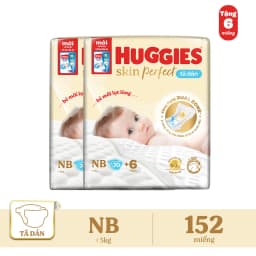 Thumbnail Combo 2 Tã/bỉm dán sơ sinh Huggies Skin PerfectNB 70+6 miếng với 2 vùng thấm giảm kích ứng da 1