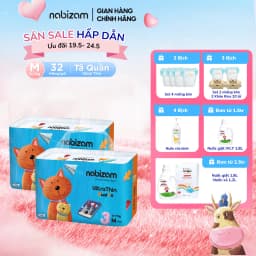 Thumbnail COMBO 2 Tã/Bỉm Quần Nabizam UltraThin Nội Địa Hàn Cao Cấp Mỏng Vượt Trội, Thấm Hút Size M/6-11kg/32 Miếng/Bịch 1