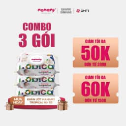 Thumbnail Combo 3 gói khăn ướt Mamamy Tropical 60 tờ không mùi cao cấp chính hãng cho mẹ và bé, sợi vải thuần tự nhiên và rayon 1