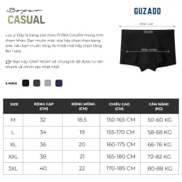 Thumbnail Combo 3 Quần Lót Boxer Nam Guzado Cotton Compact Dáng Trunk Co Giãn Thoáng Khí Vượt Trội CB3GBX 3