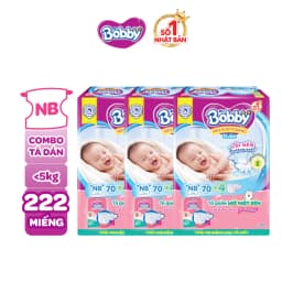 Thumbnail Combo 3 tã dán sơ sinh Bobby NB70/S54/M46 mới- Lõi nén cotton-soft 3mm 3