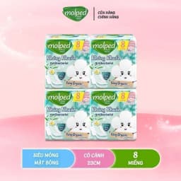 Thumbnail Combo 4 Gói Băng vệ sinh Molped thiên nhiên Kháng Khuẩn Siêu mỏng có cánh 23cm (GÓI 8 MIẾNG) 1