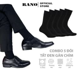 Thumbnail Combo 5 đôi tất vớ nam cổ cao công sở RANO gân chìm, chất liệu cotton cao cấp thoáng khí co giãn 4 chiều màu đen 1