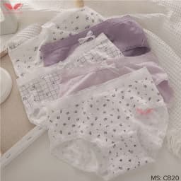 Thumbnail Combo 5 Quần Lót Cotton Nữ Cạp Cao VINGO Thấm Hút Kháng Khuẩn Phối Viền Ren Lưới Mềm CB20 VNGO 3