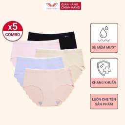 Thumbnail Combo 5 quần lót nữ su VINGO viền sóng không hằn đáy 2 lớp cotton kháng khuẩn hàng Việt Nam CB39 1