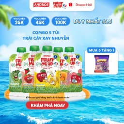 Thumbnail Combo 5 Túi Trái Cây Xay Nhuyễn Nguyên Chất - 100% trái cây thật - ANDROS FRUIT ME UP - 90gx5 1